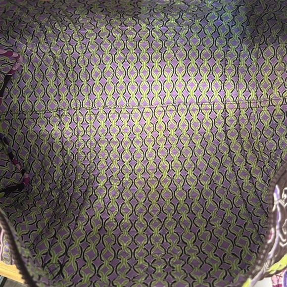 Vera Bradley Purple Punch Retired Brown Pink Green Travel Shoulder Duffle Bag - Picture 13 of 13